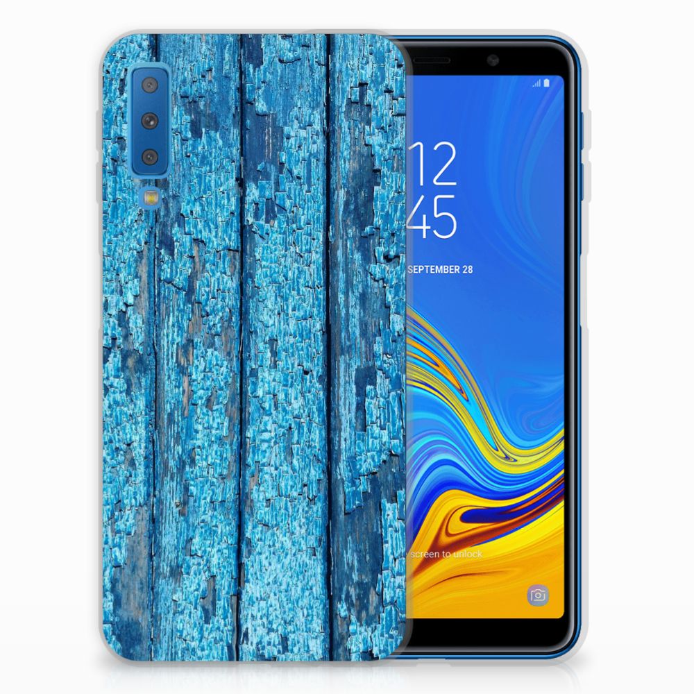 Samsung Galaxy A7 (2018) Bumper Hoesje Wood Blue