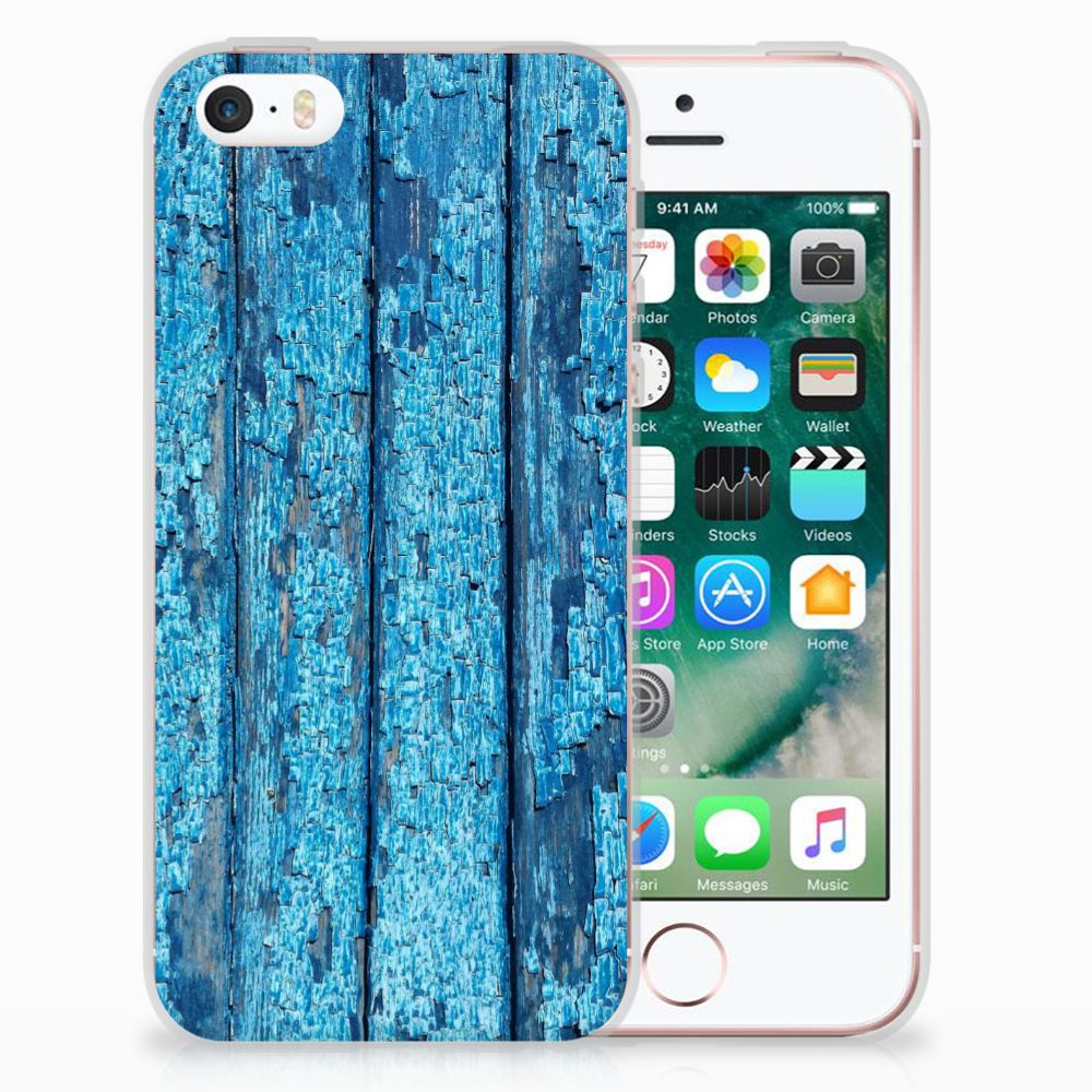Apple iPhone SE | 5S Bumper Hoesje Wood Blue