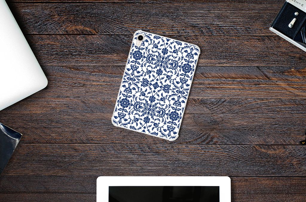 Apple iPad mini 6 (2021) Siliconen Hoesje Flower Blue