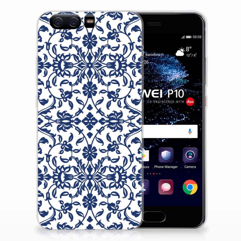 Huawei P10 Uniek TPU Hoesje Flower Blue