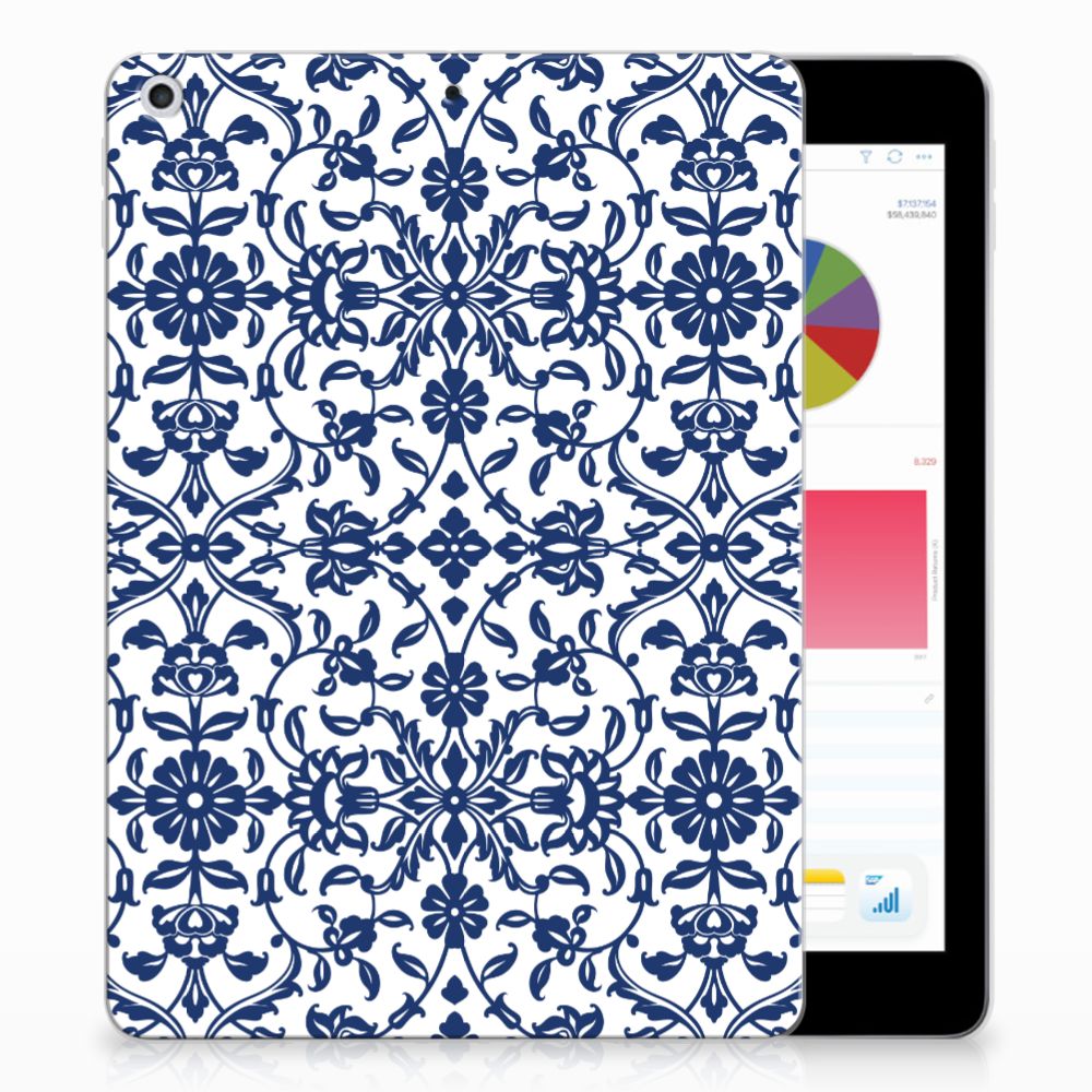 Apple iPad 9.7 2018 | 2017 Siliconen Hoesje Flower Blue