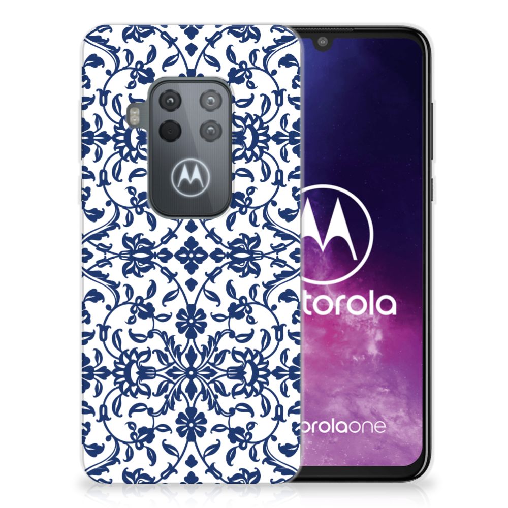 Motorola One Zoom TPU Case Flower Blue