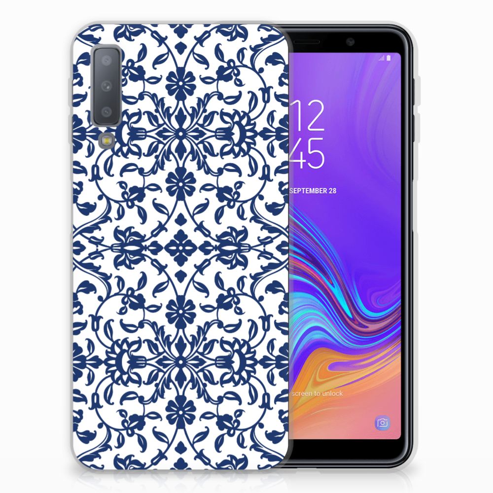 Samsung Galaxy A7 (2018) TPU Case Flower Blue