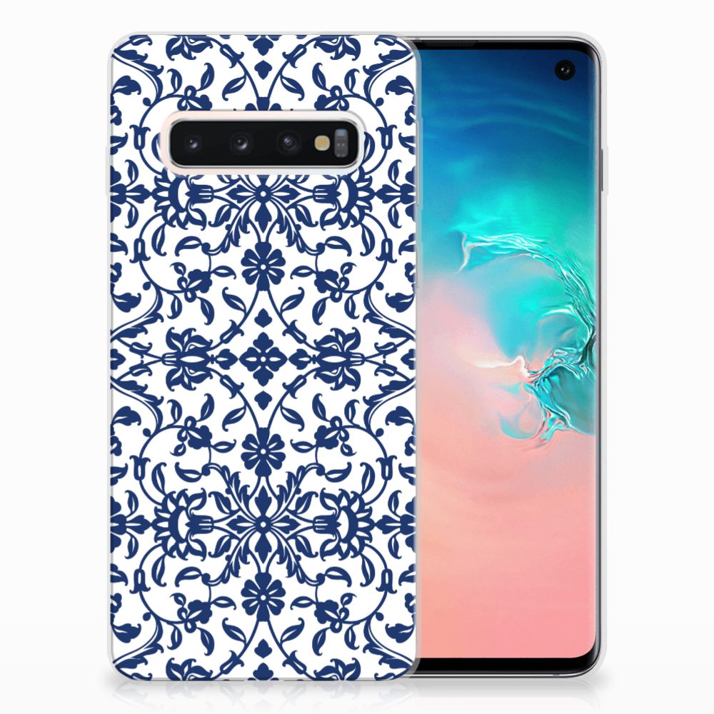 Samsung Galaxy S10 TPU Case Flower Blue