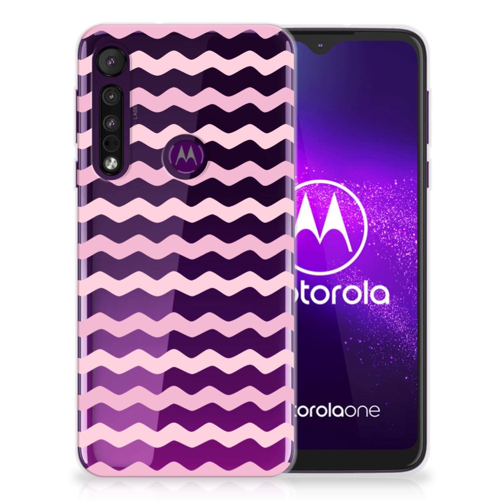 Motorola One Macro TPU bumper Waves Roze