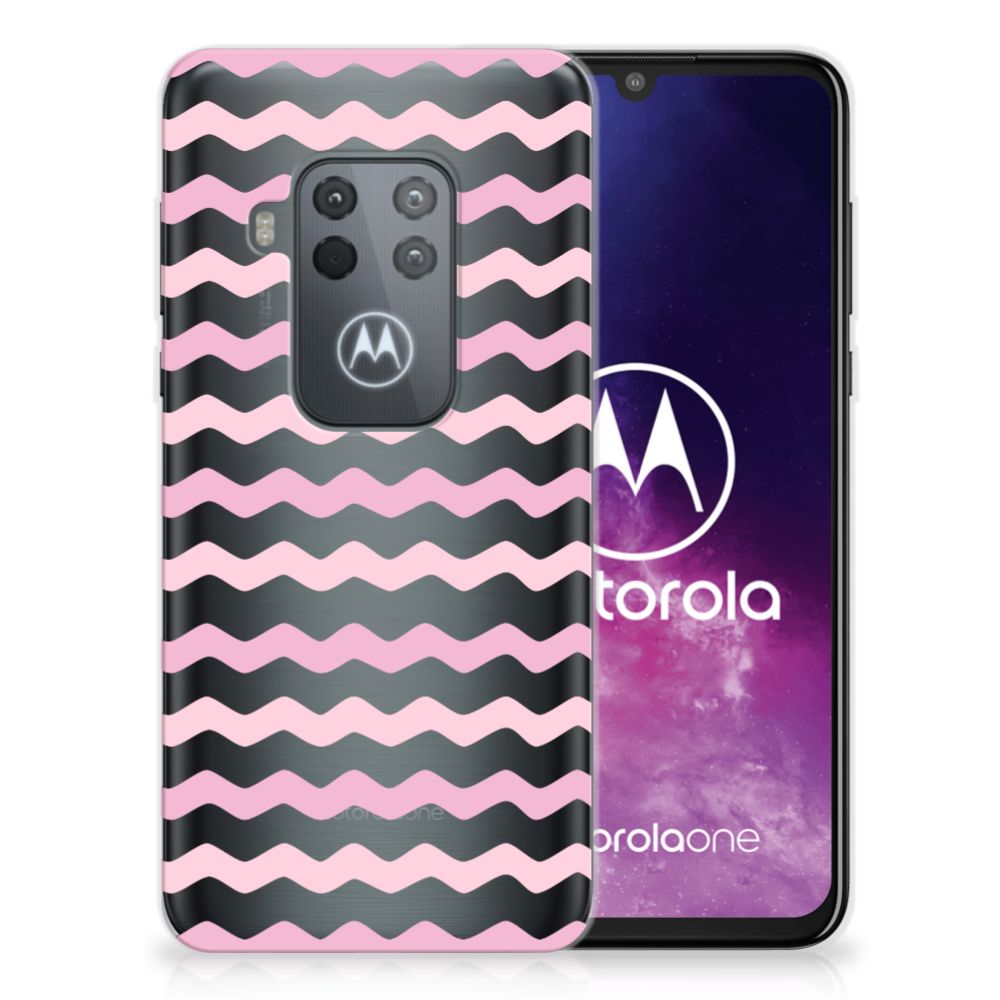Motorola One Zoom TPU bumper Waves Roze
