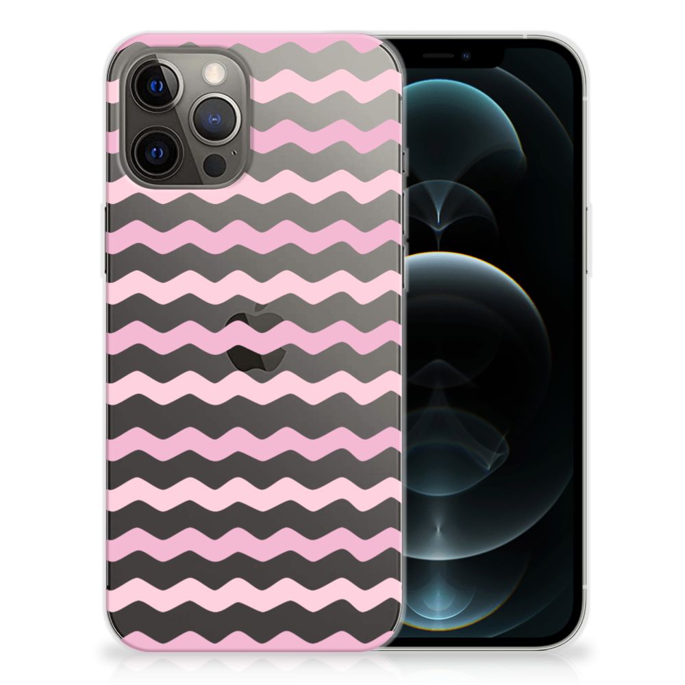iPhone 12 Pro Max TPU bumper Waves Roze