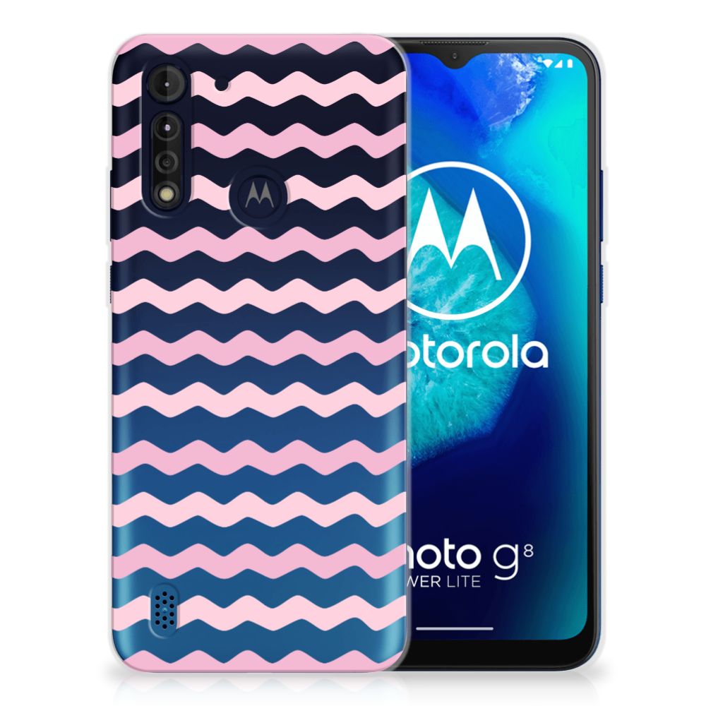Motorola Moto G8 Power Lite TPU bumper Waves Roze