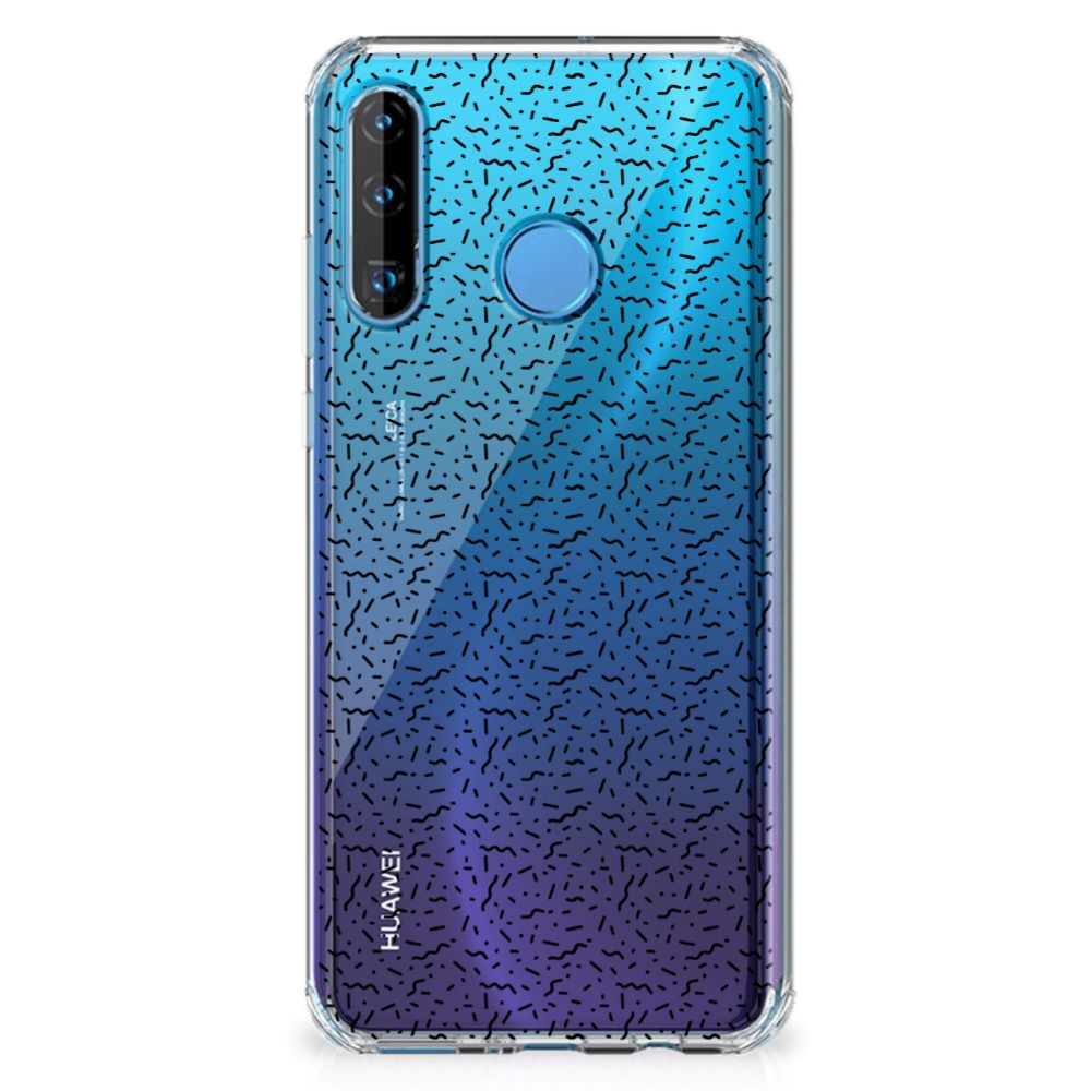 Huawei P30 Lite Doorzichtige Silicone Hoesje Stripes Dots