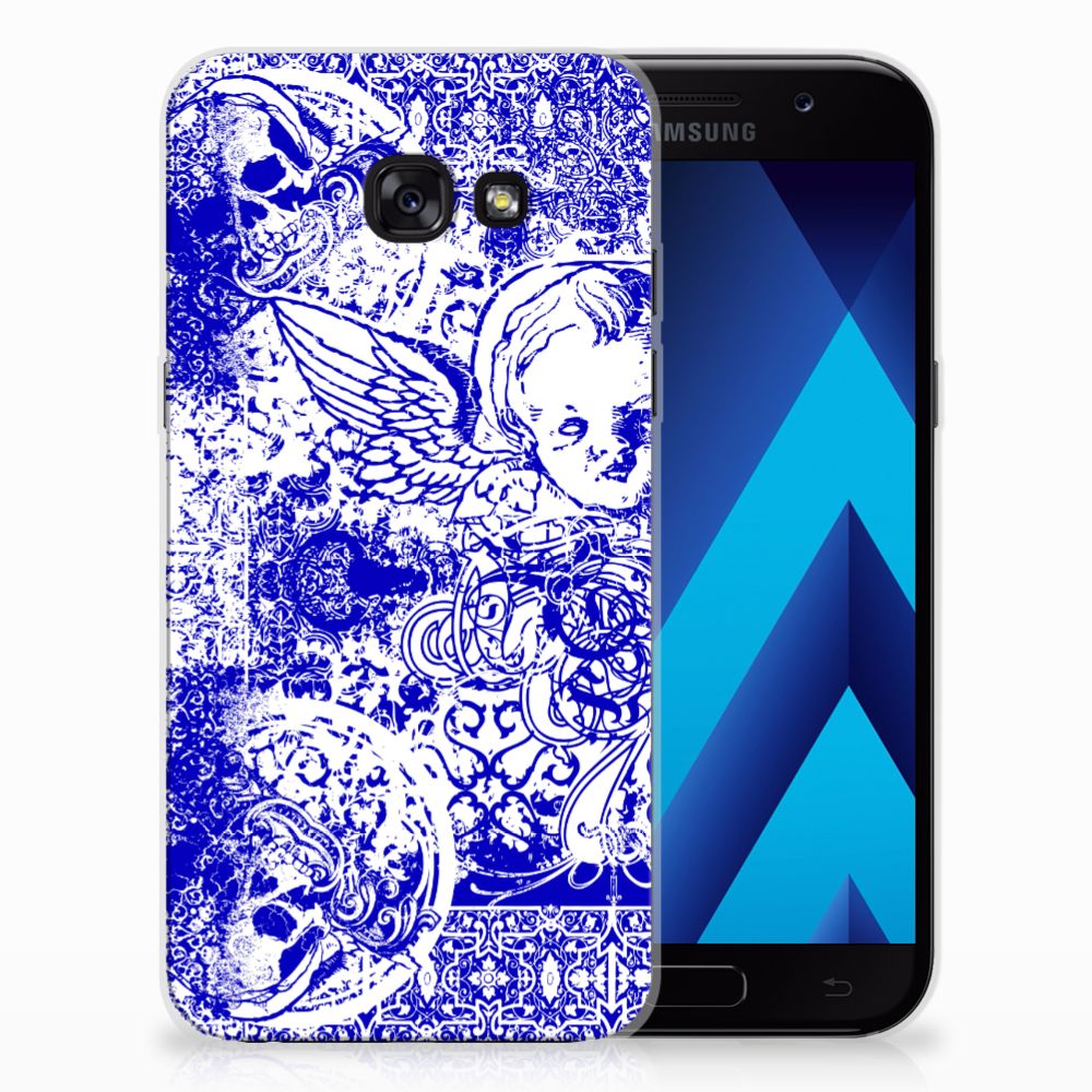 Silicone Back Case Samsung Galaxy A5 2017 Angel Skull Blauw