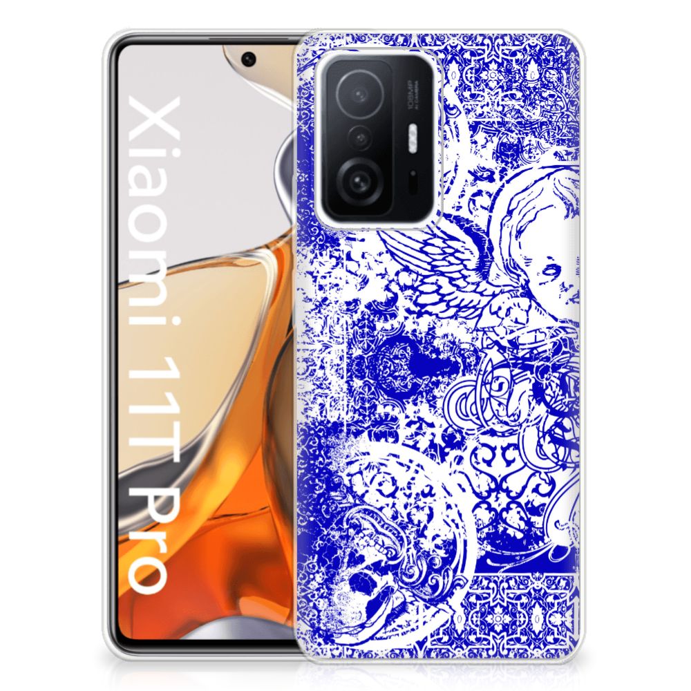 Silicone Back Case Xiaomi 11T | 11T Pro Angel Skull Blauw