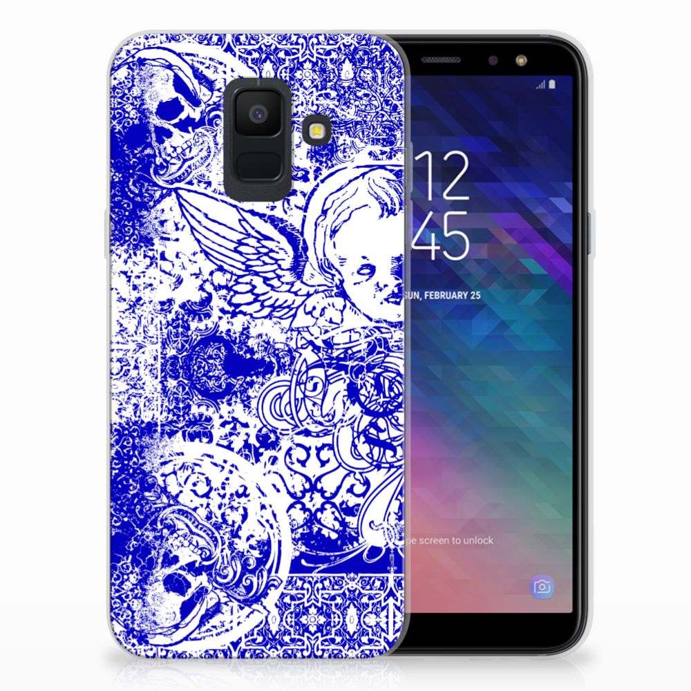 Silicone Back Case Samsung Galaxy A6 (2018) Angel Skull Blauw