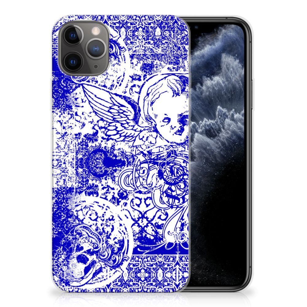 Silicone Back Case Apple iPhone 11 Pro Max Angel Skull Blauw