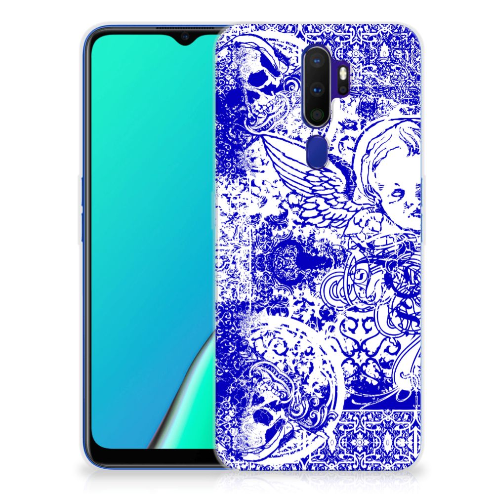 Silicone Back Case OPPO A5 2020 Angel Skull Blauw