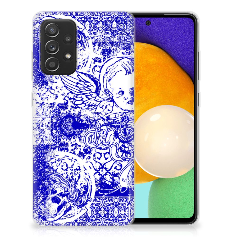 Silicone Back Case Samsung Galaxy A52 (5G/4G) Angel Skull Blauw