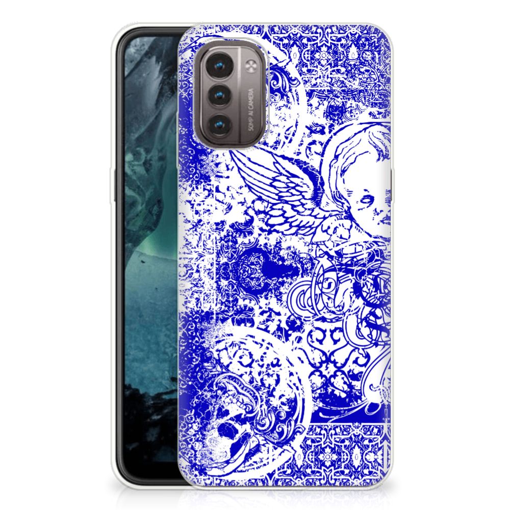 Silicone Back Case Nokia G21 | G11 Angel Skull Blauw