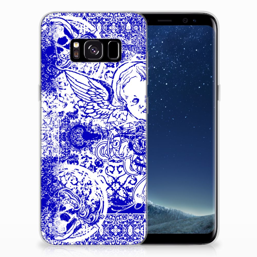 Silicone Back Case Samsung Galaxy S8 Angel Skull Blauw