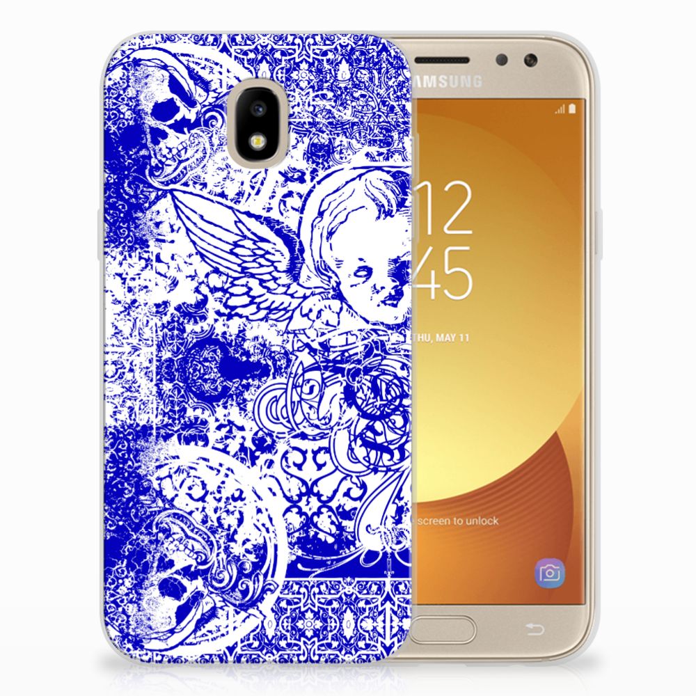 Silicone Back Case Samsung Galaxy J5 2017 Angel Skull Blauw