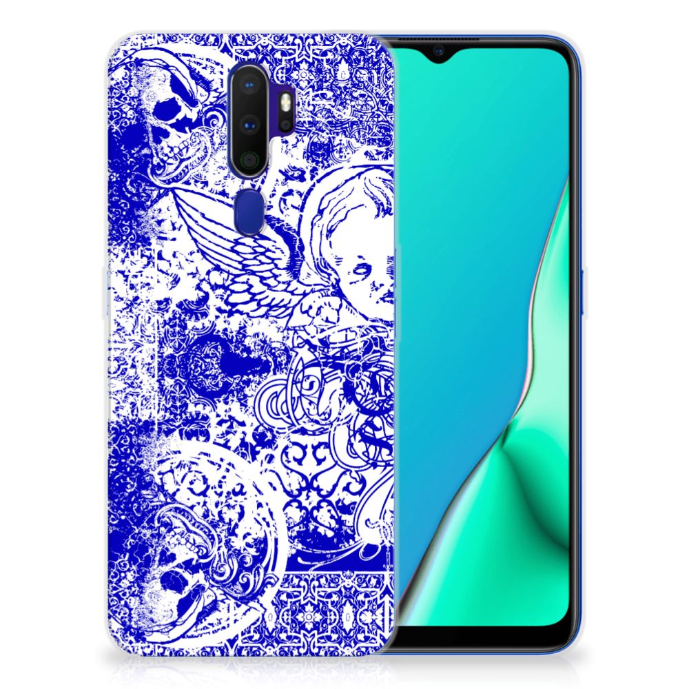 Silicone Back Case OPPO A9 2020 Angel Skull Blauw