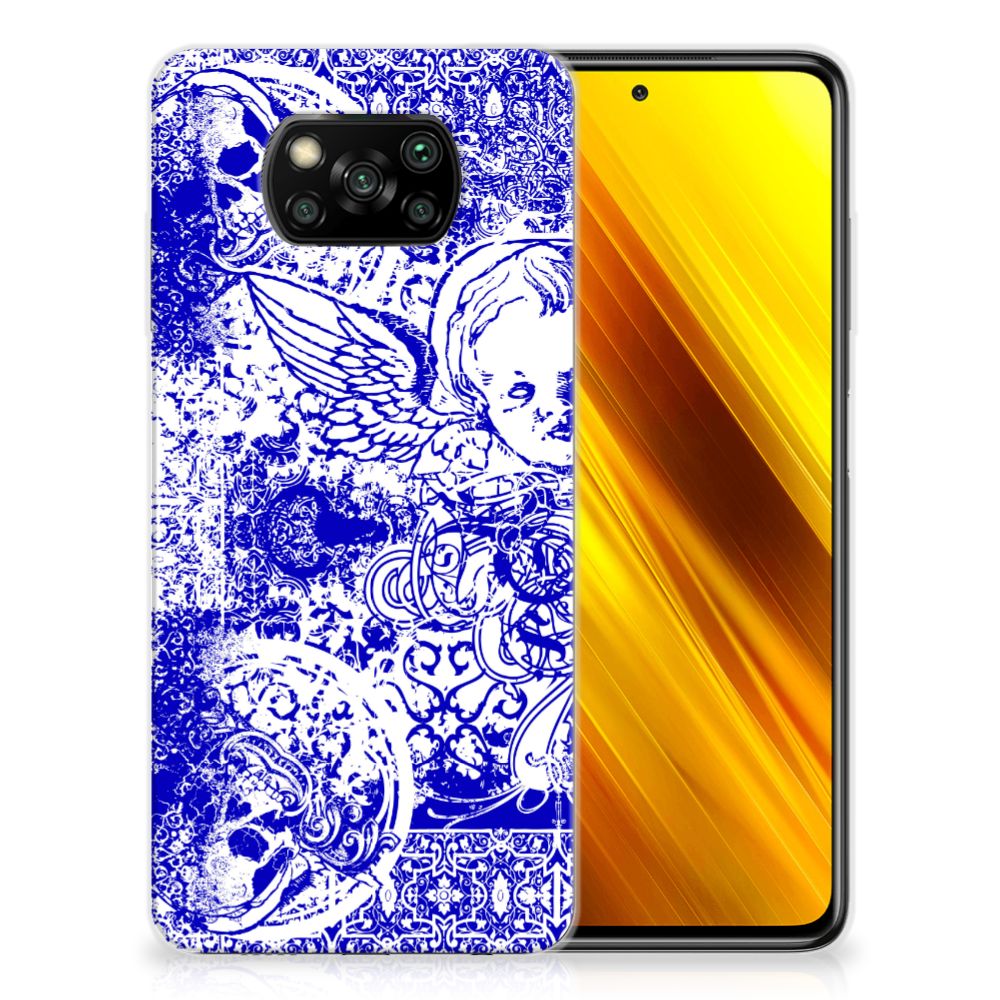 Silicone Back Case Xiaomi Poco X3 | Poco X3 Pro Angel Skull Blauw