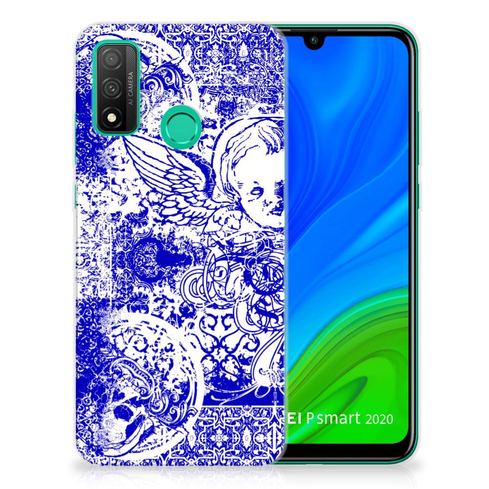 Silicone Back Case Huawei P Smart 2020 Angel Skull Blauw