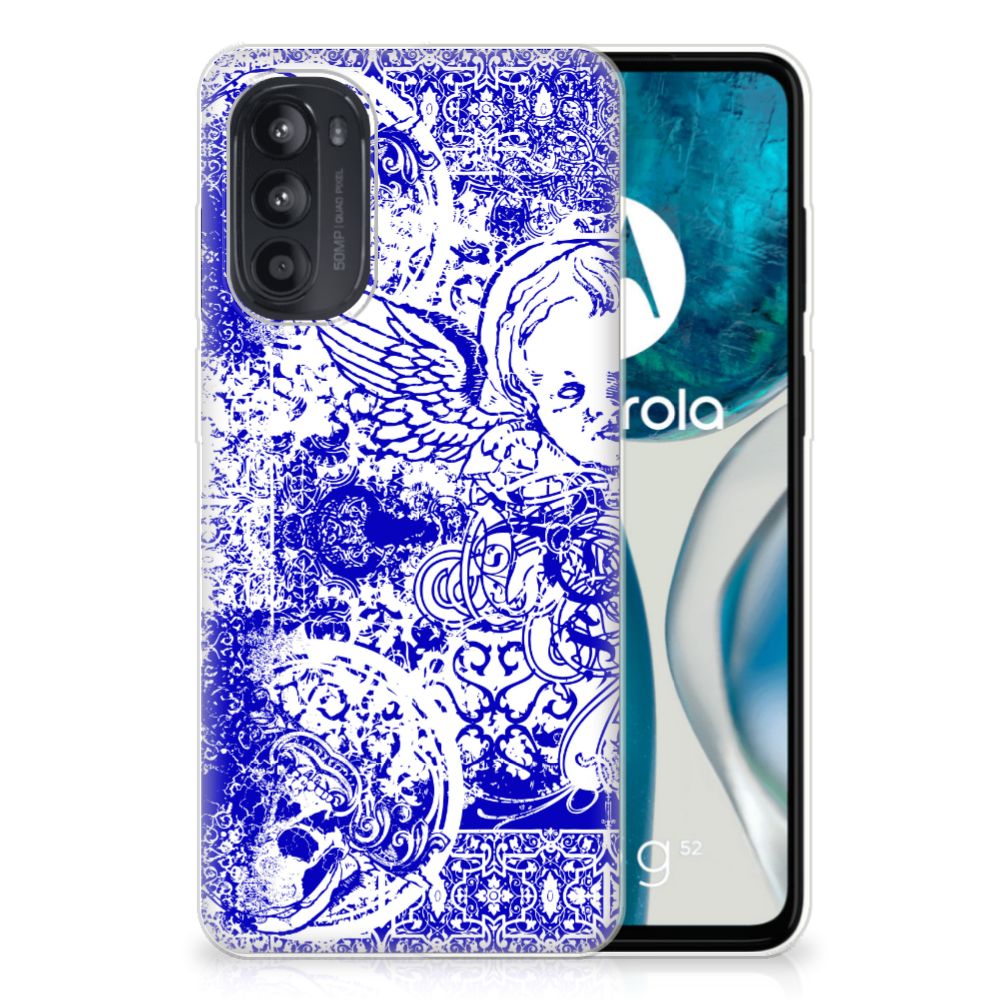 Silicone Back Case Motorola Moto G52/G82 Angel Skull Blauw