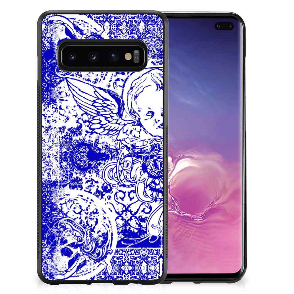 Mobiel Case Samsung Galaxy S10+ Angel Skull Blauw