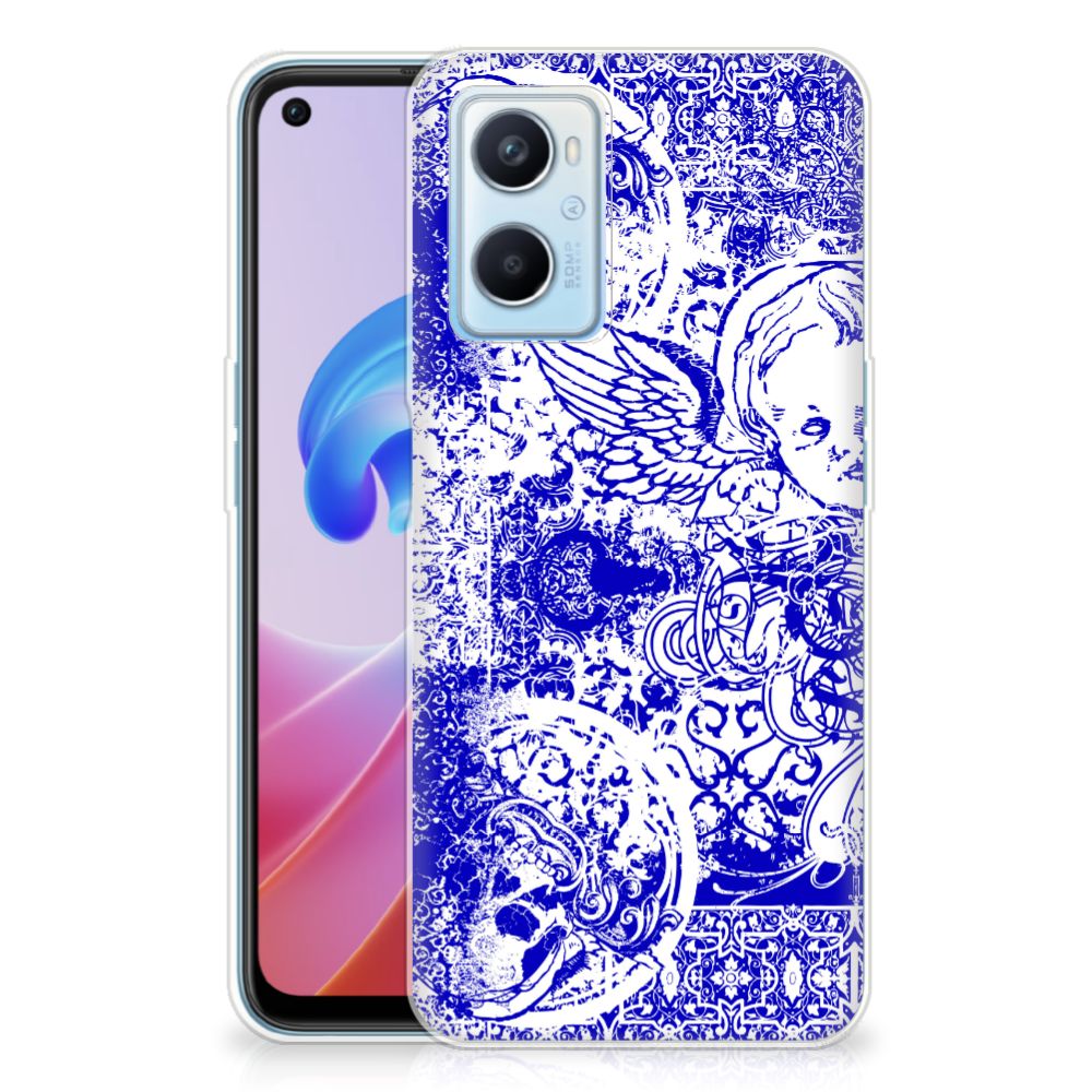 Silicone Back Case OPPO A96 | OPPO A76 Angel Skull Blauw