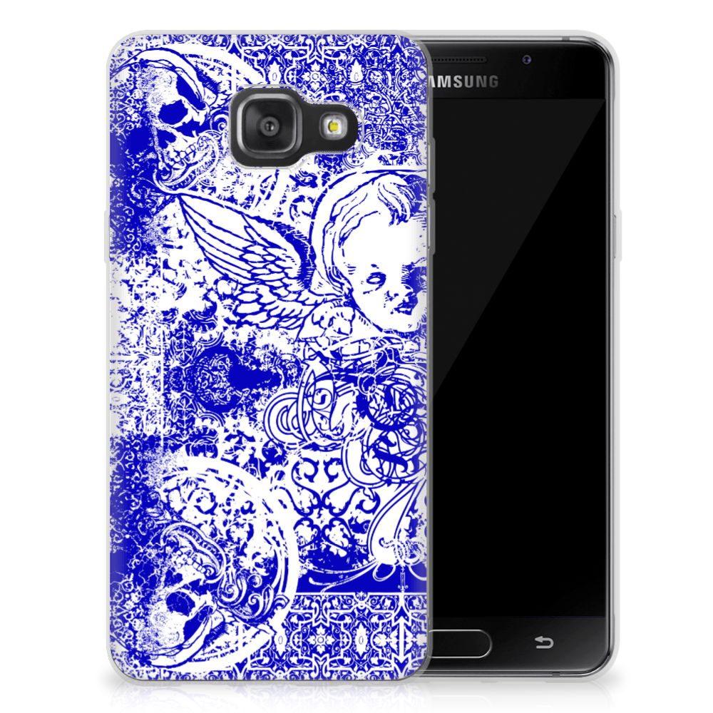 Silicone Back Case Samsung Galaxy A3 2016 Angel Skull Blauw