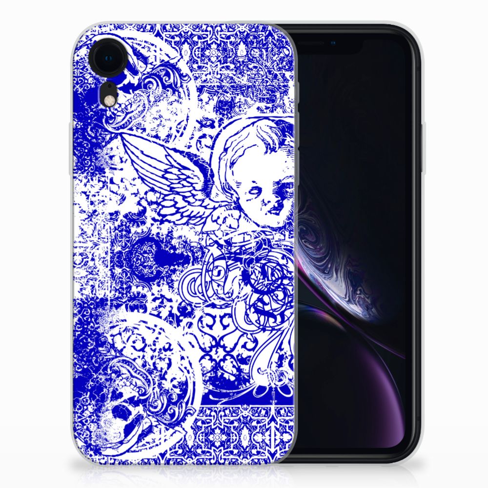 Silicone Back Case Apple iPhone Xr Angel Skull Blauw
