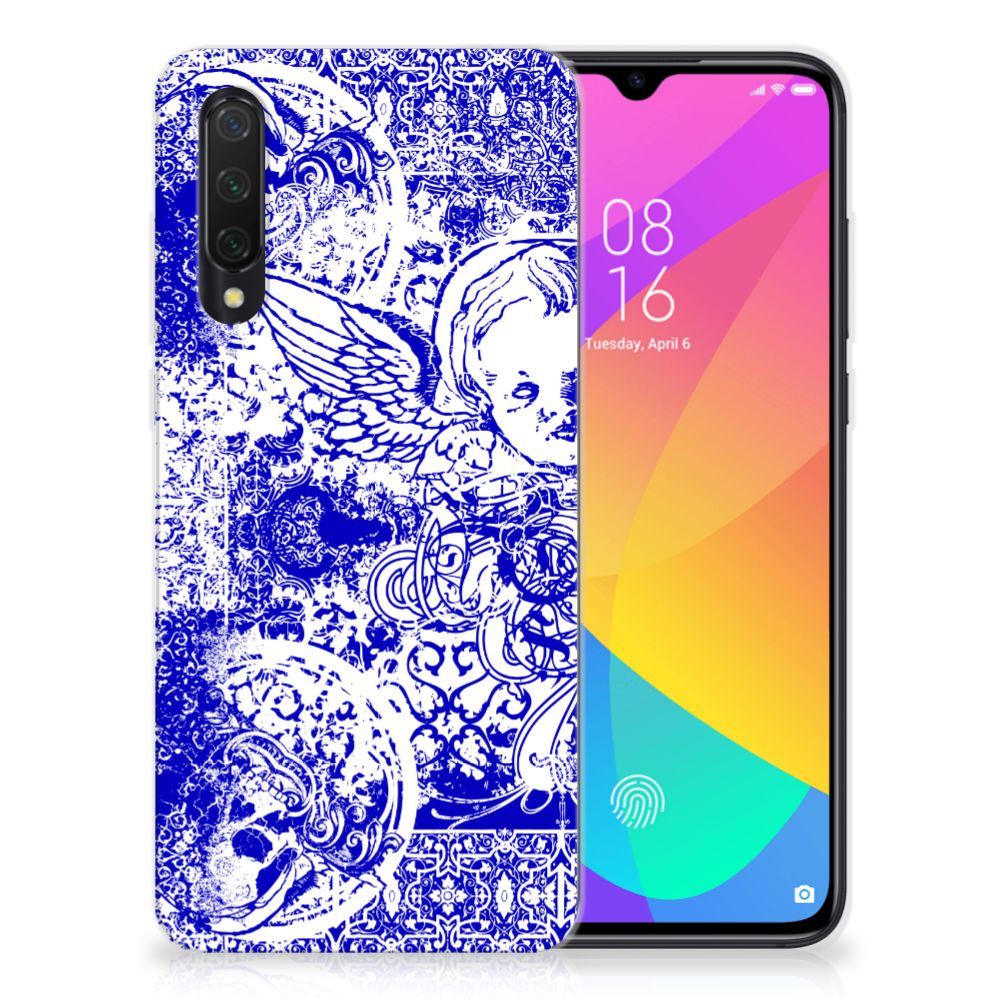 Silicone Back Case Xiaomi Mi 9 Lite Angel Skull Blauw