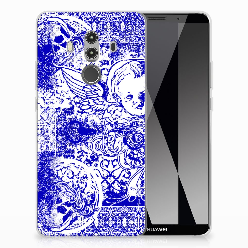 Silicone Back Case Huawei Mate 10 Pro Angel Skull Blauw