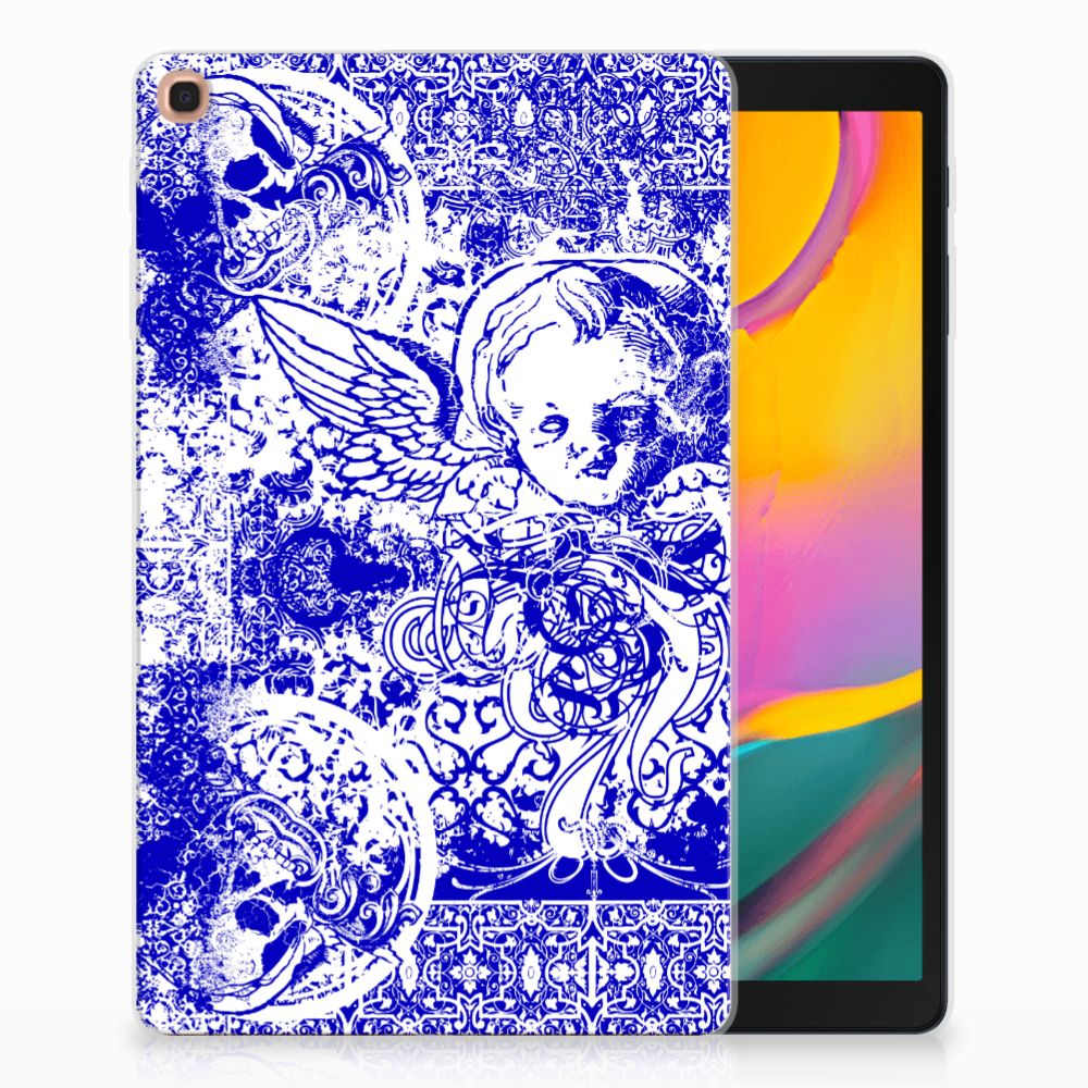 Samsung Galaxy Tab A 10.1 (2019) Uniek Tablethoesje Angel Skull Blue
