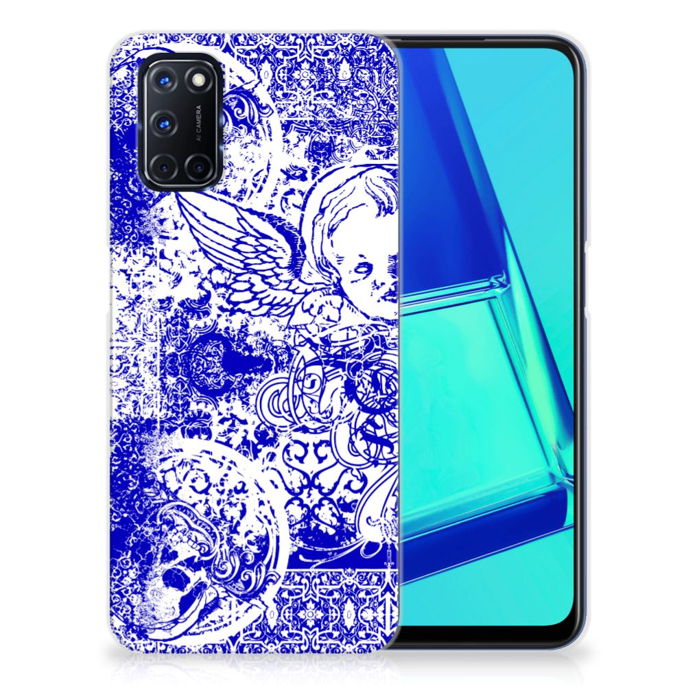 Silicone Back Case OPPO A52 | A72 Angel Skull Blauw