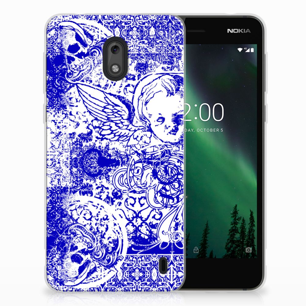 Silicone Back Case Nokia 2 Angel Skull Blauw