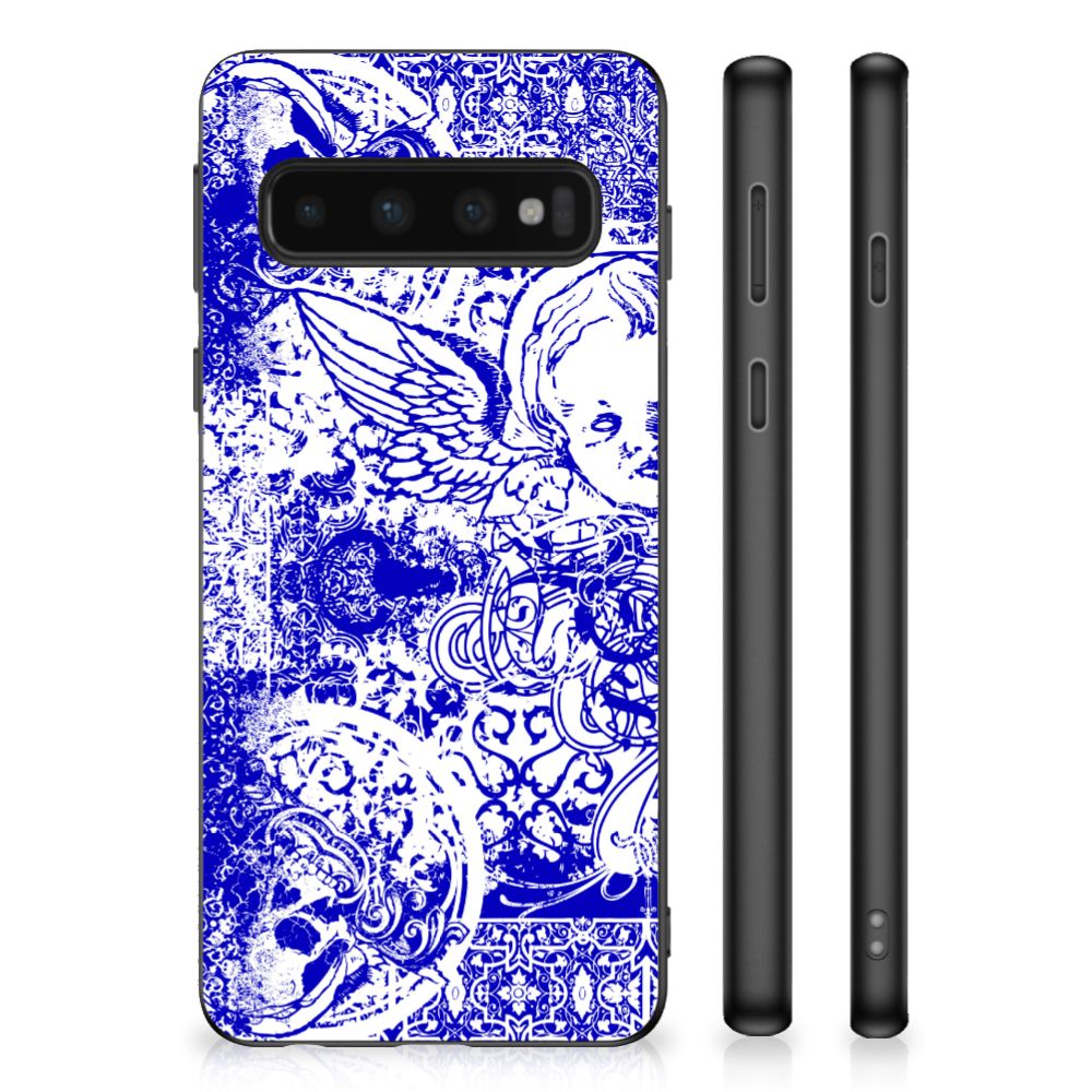Mobiel Case Samsung Galaxy S10 Angel Skull Blauw