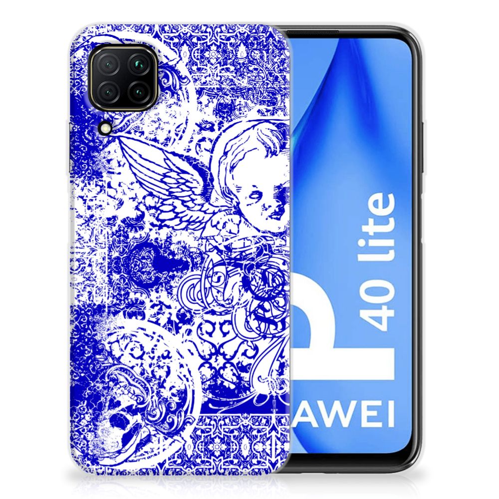 Silicone Back Case Huawei P40 Lite Angel Skull Blauw