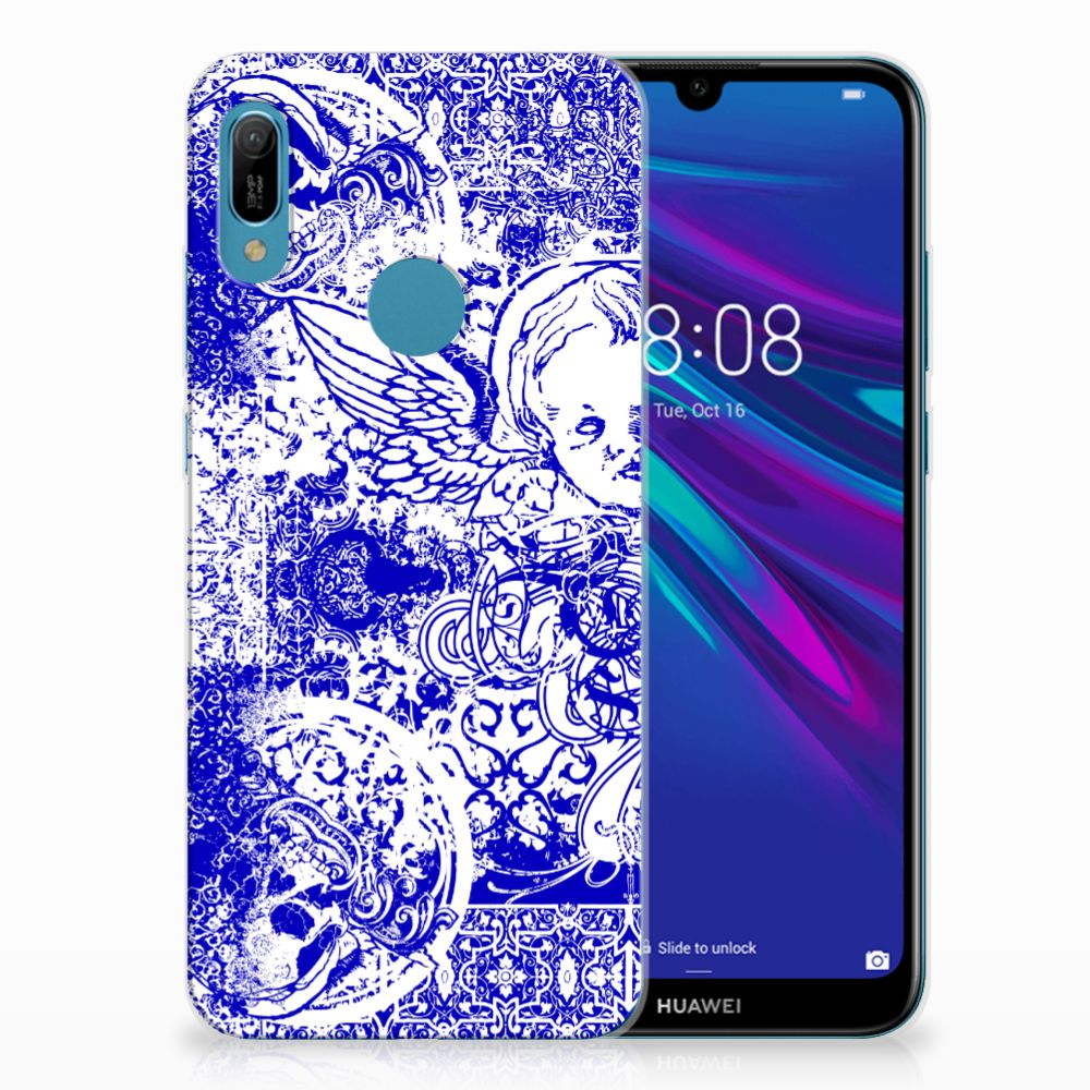 Silicone Back Case Huawei Y6 2019 | Y6 Pro 2019 Angel Skull Blauw