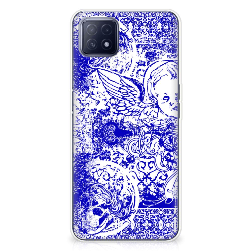 Silicone Back Case OPPO A53 5G | OPPO A73 5G Angel Skull Blauw