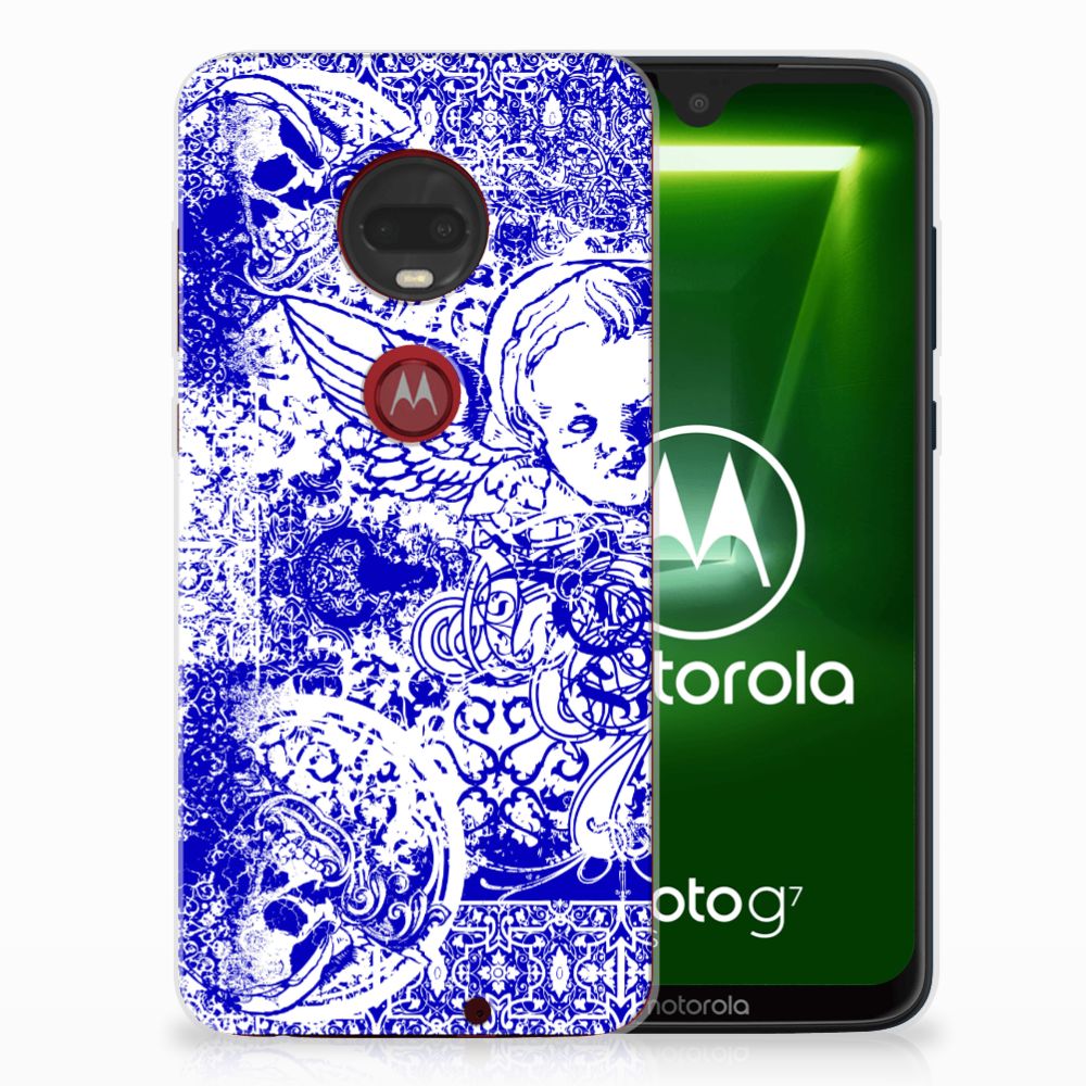 Silicone Back Case Motorola Moto G7 | G7 Plus Angel Skull Blauw