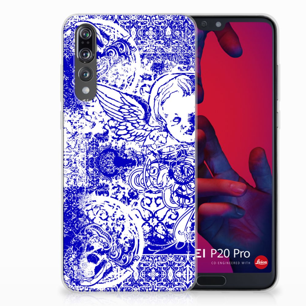 Silicone Back Case Huawei P20 Pro Angel Skull Blauw