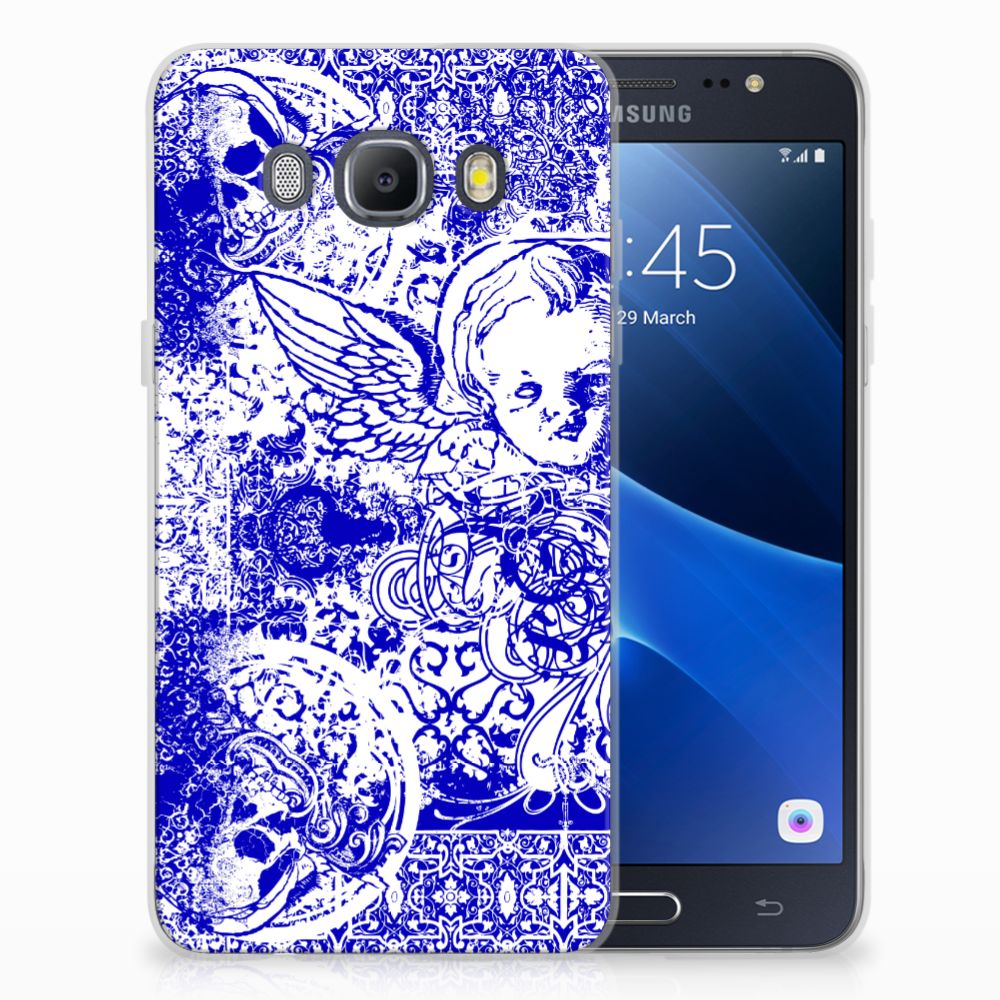 Silicone Back Case Samsung Galaxy J5 2016 Angel Skull Blauw