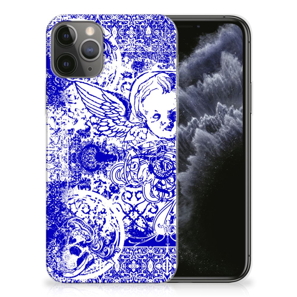 Silicone Back Case Apple iPhone 11 Pro Angel Skull Blauw