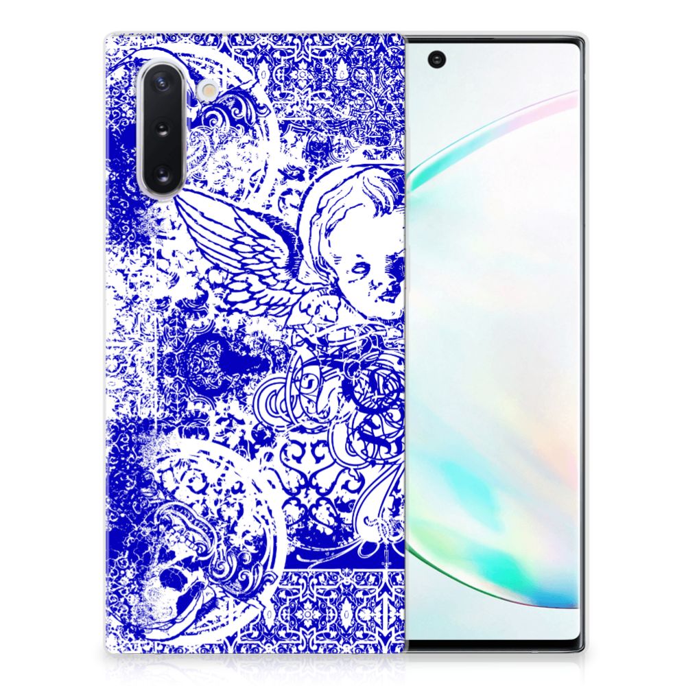 Silicone Back Case Samsung Galaxy Note 10 Angel Skull Blauw