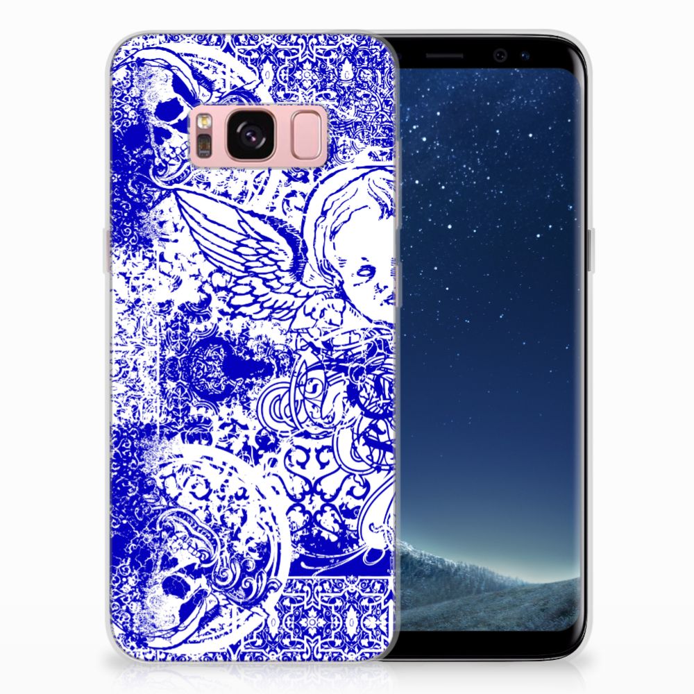 Silicone Back Case Samsung Galaxy S8 Angel Skull Blauw