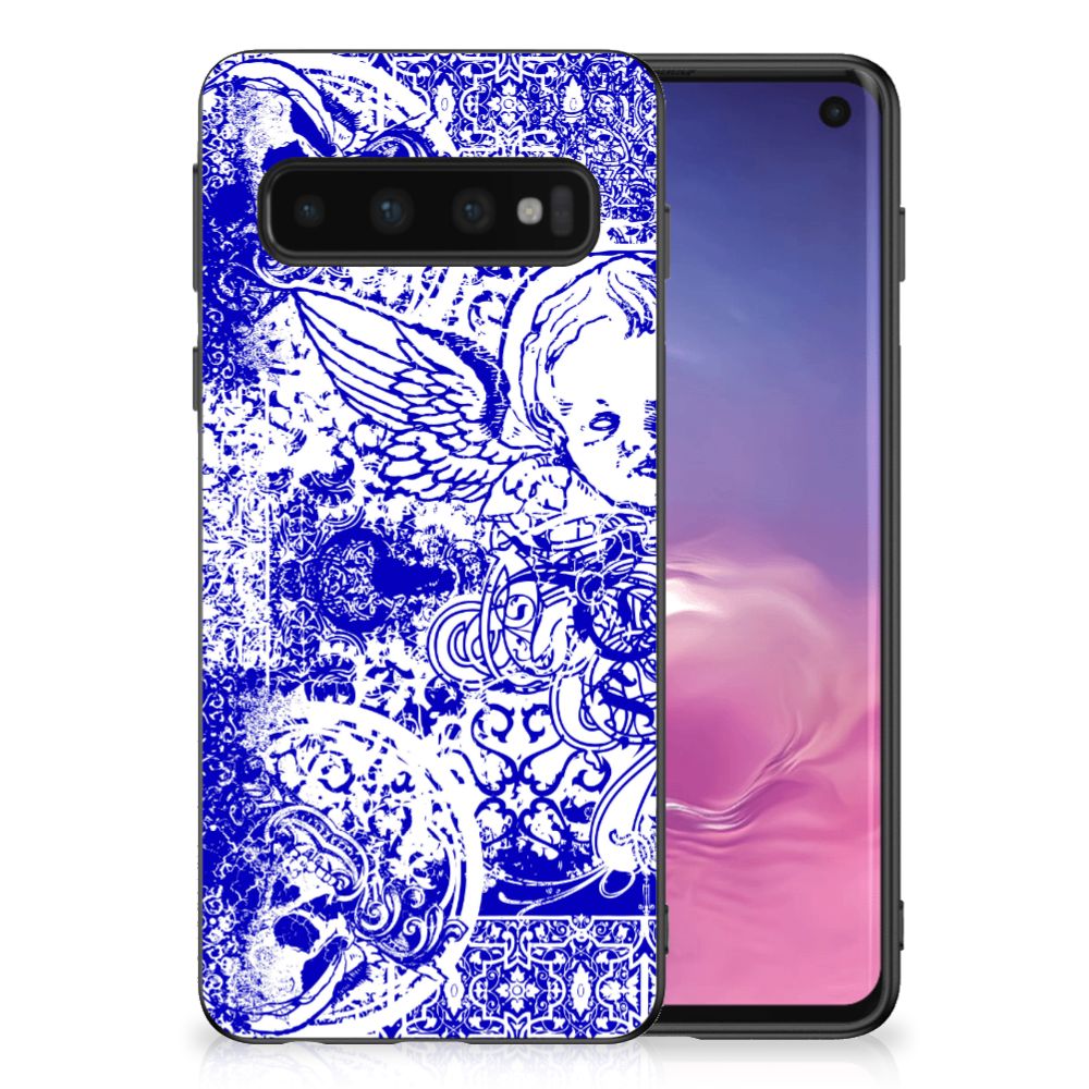 Mobiel Case Samsung Galaxy S10 Angel Skull Blauw