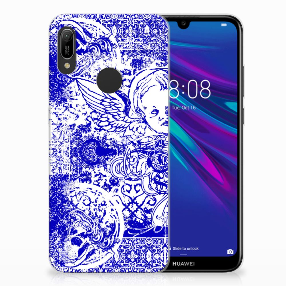 Silicone Back Case Huawei Y6 2019 | Y6 Pro 2019 Angel Skull Blauw