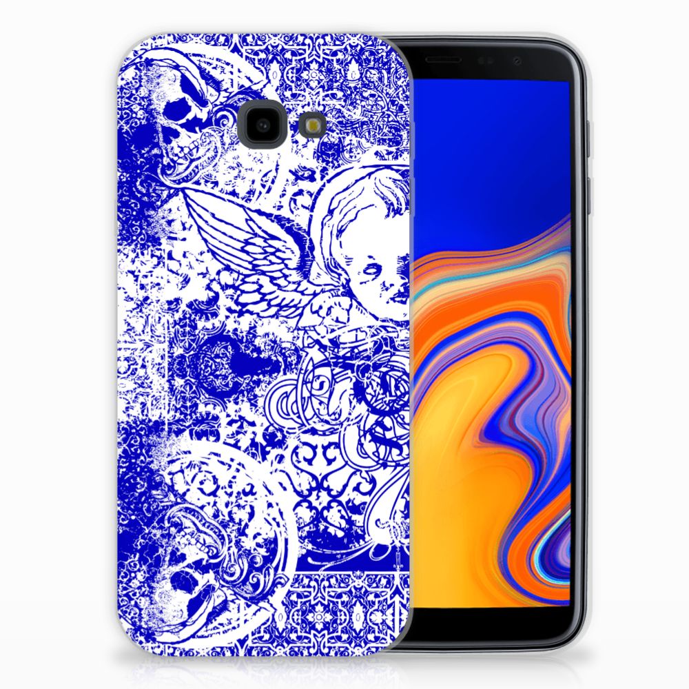 Silicone Back Case Samsung Galaxy J4 Plus (2018) Angel Skull Blauw