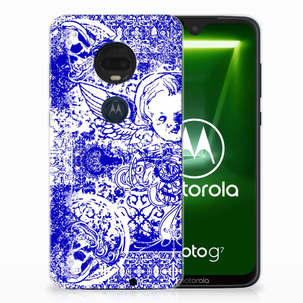Silicone Back Case Motorola Moto G7 | G7 Plus Angel Skull Blauw