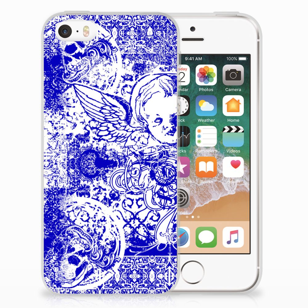 Silicone Back Case Apple iPhone SE | 5S Angel Skull Blauw